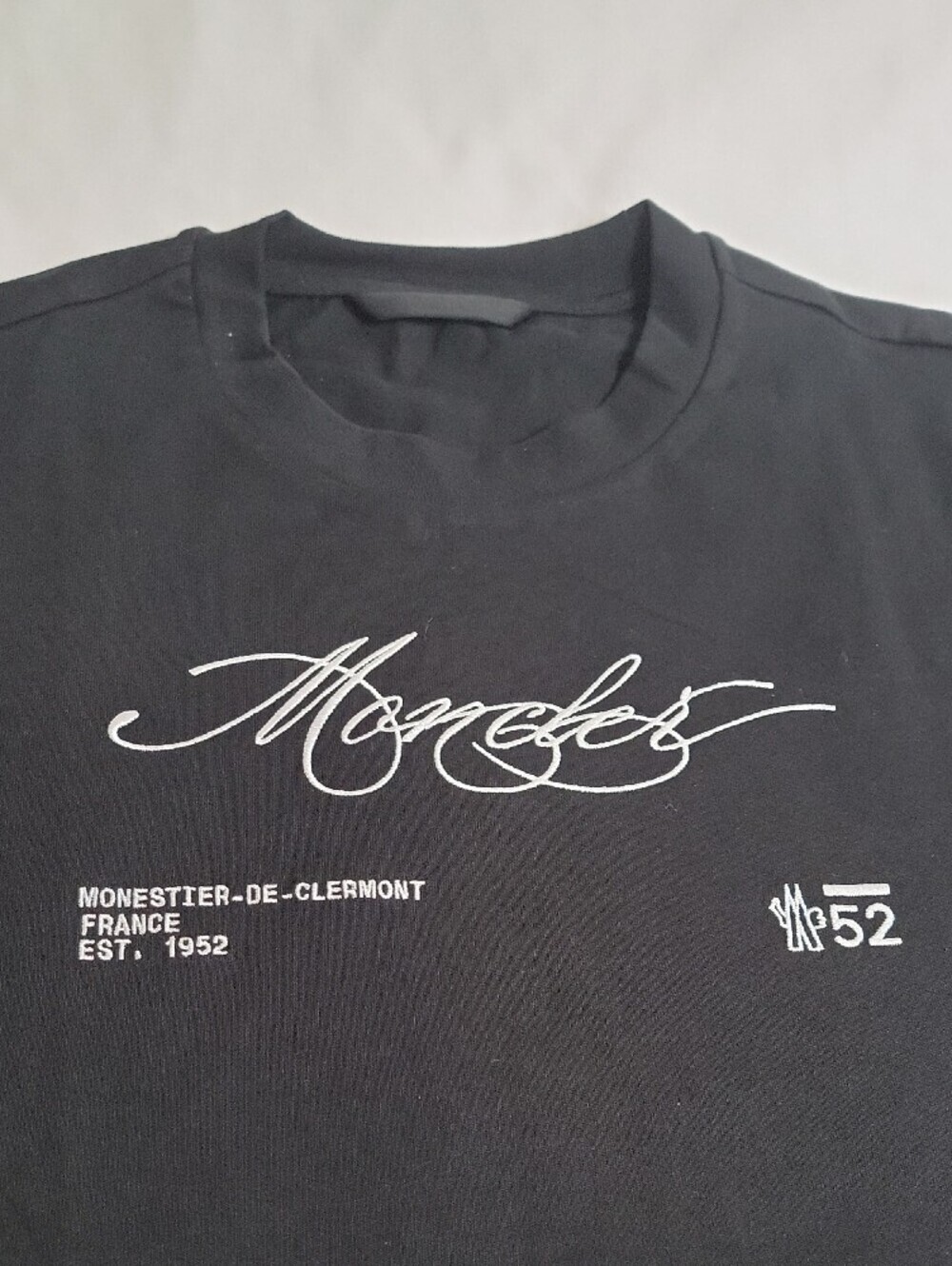 Moncler Embroided Logo Black Cotton T-Shirt - Picture 2 of 5